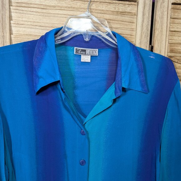 Dera Lauren Blue and Teal Button-Up Blouse and Dress Set Size 1X - Picture 5 of 15